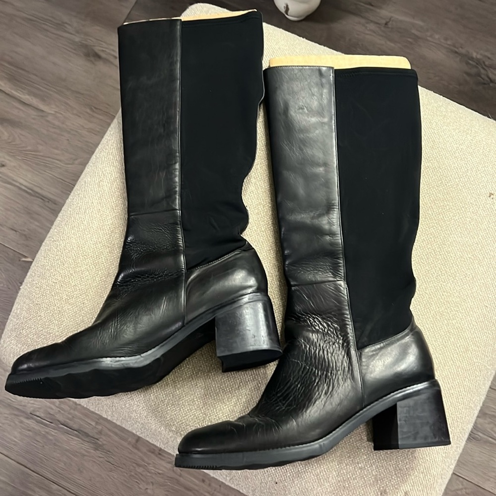 Black knee high boots. 2” heel.